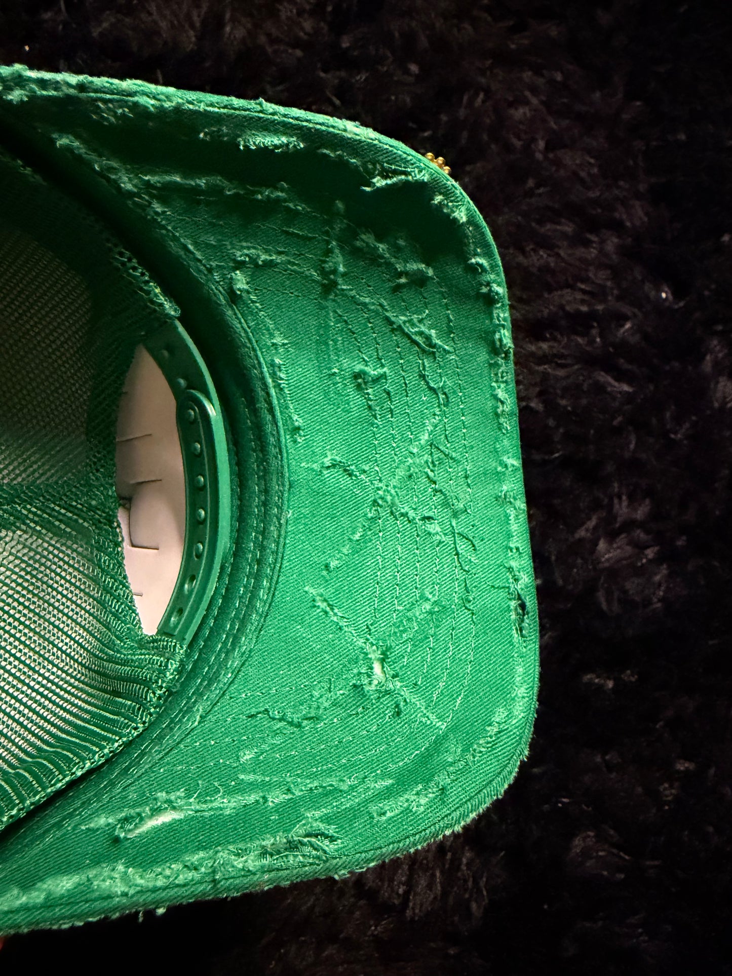 Green Distressed Trucker W Gems