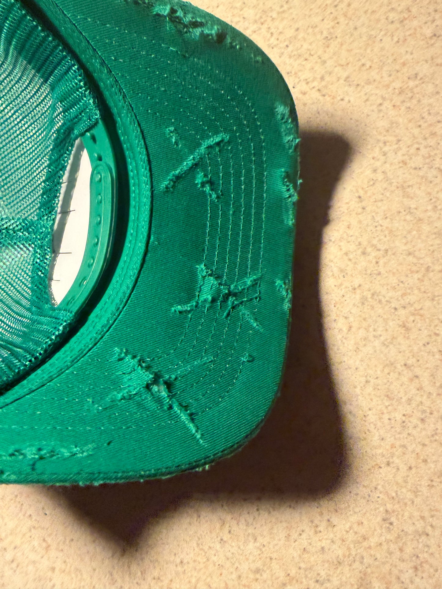 Green Distressed Trucker w Gems