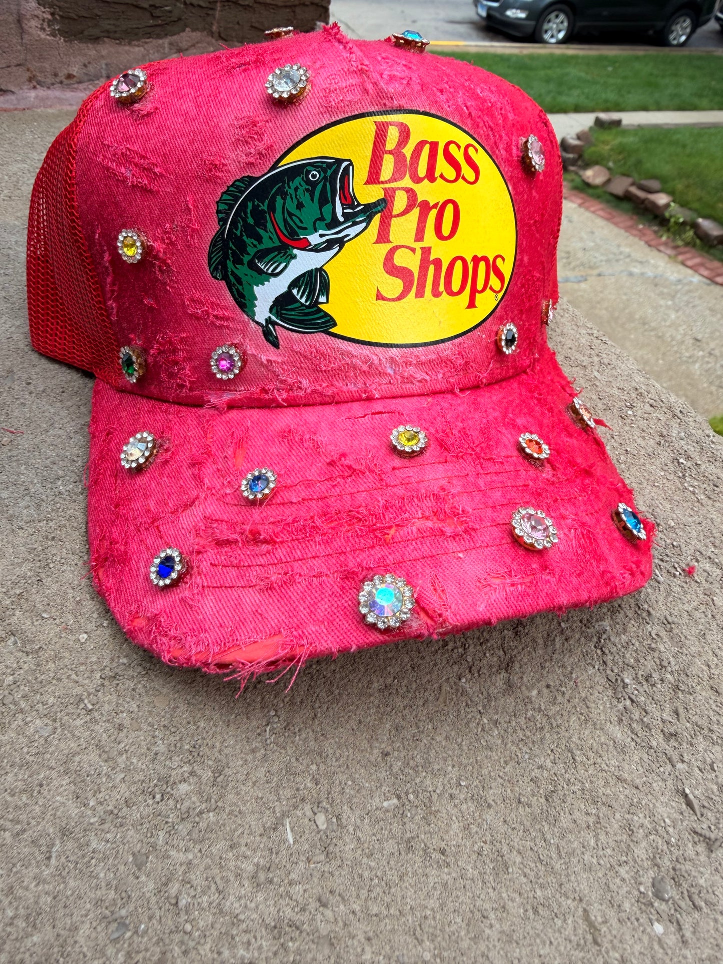 Raw Red Acid Wash Trucker w Gems
