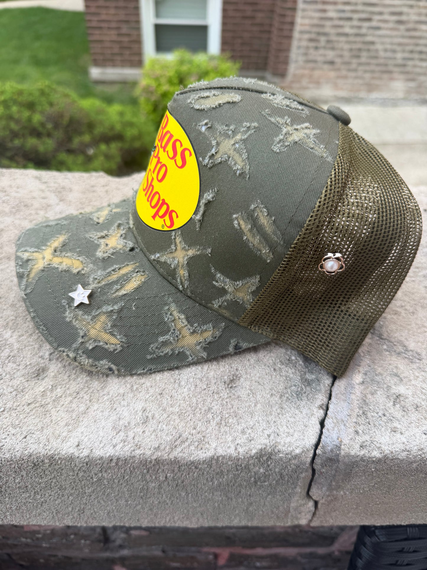 Raw Hunter Green Trucker w Gems
