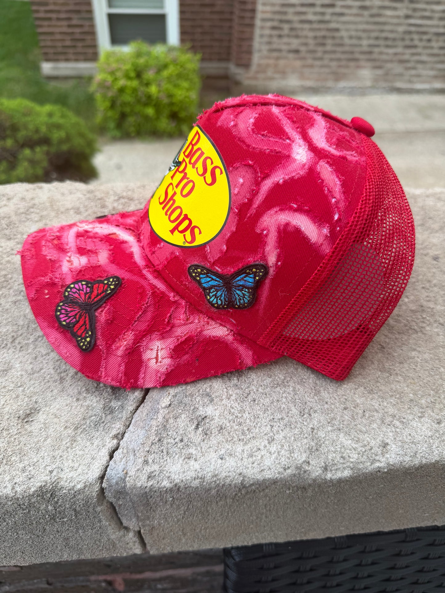 Raw Red & Pink Butterfly Trucker