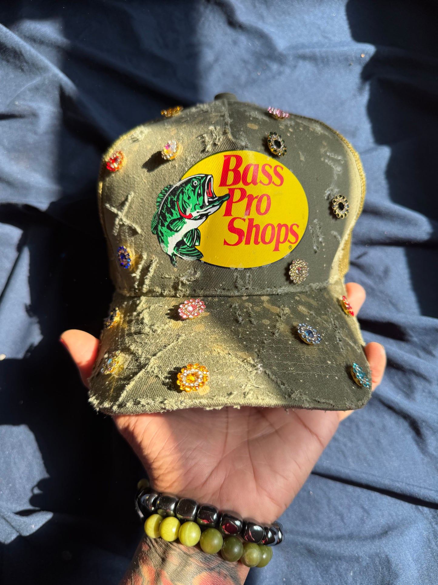 Hunter Green Trucker w Gems