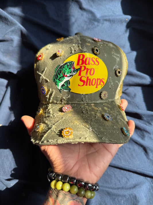 Hunter Green Trucker w Gems