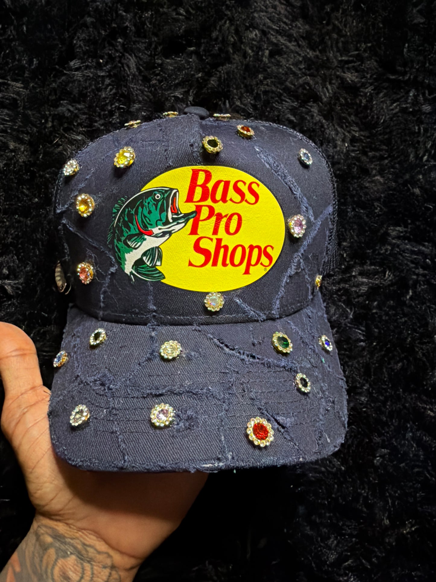 Navy Blue Trucker w Gems