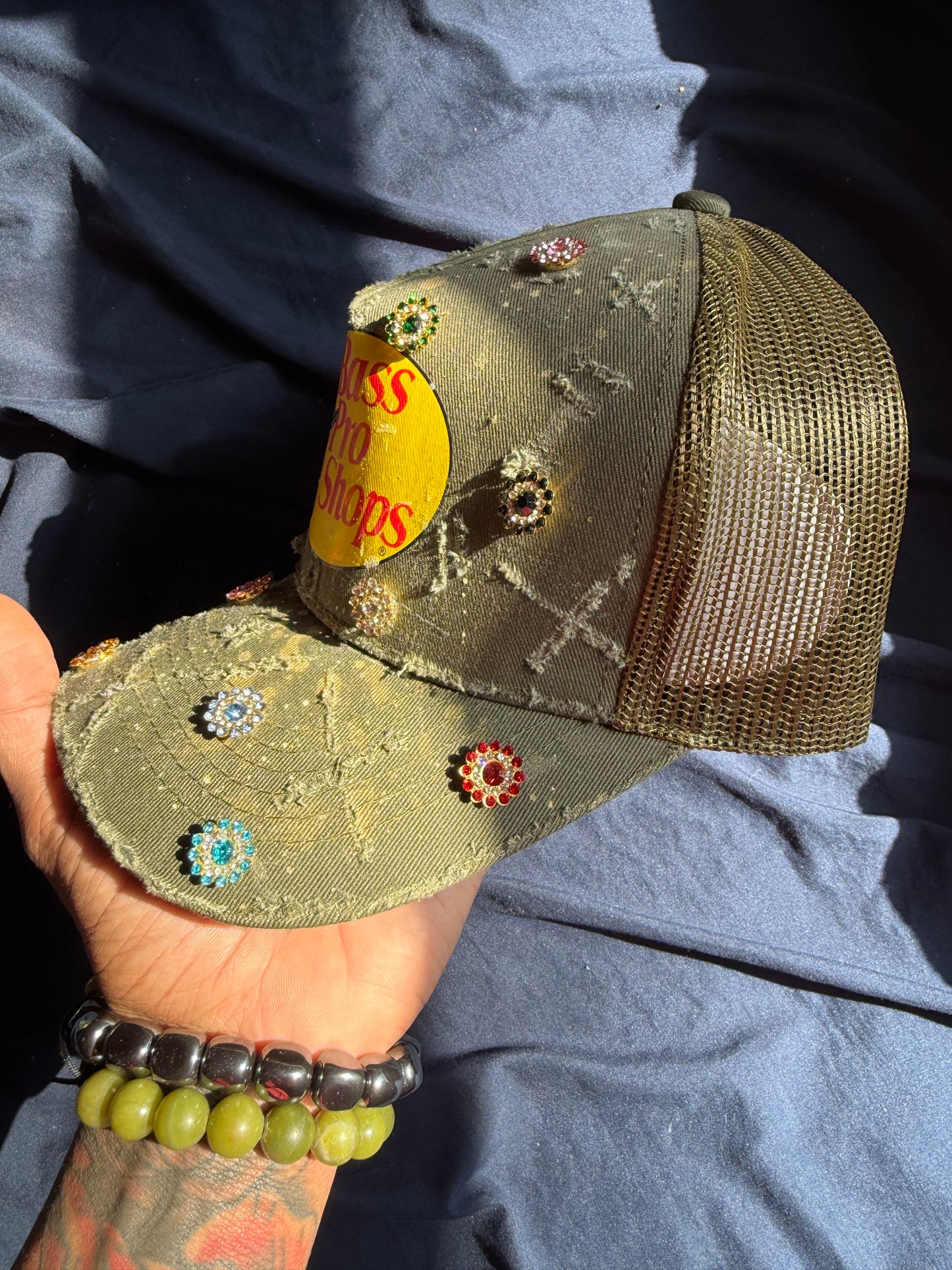 Hunter Green Trucker w Gems