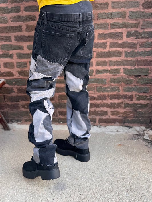 Black and Grey Abstract Jeans