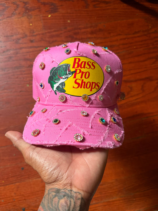Raw Pink Distressed Trucker w Gems