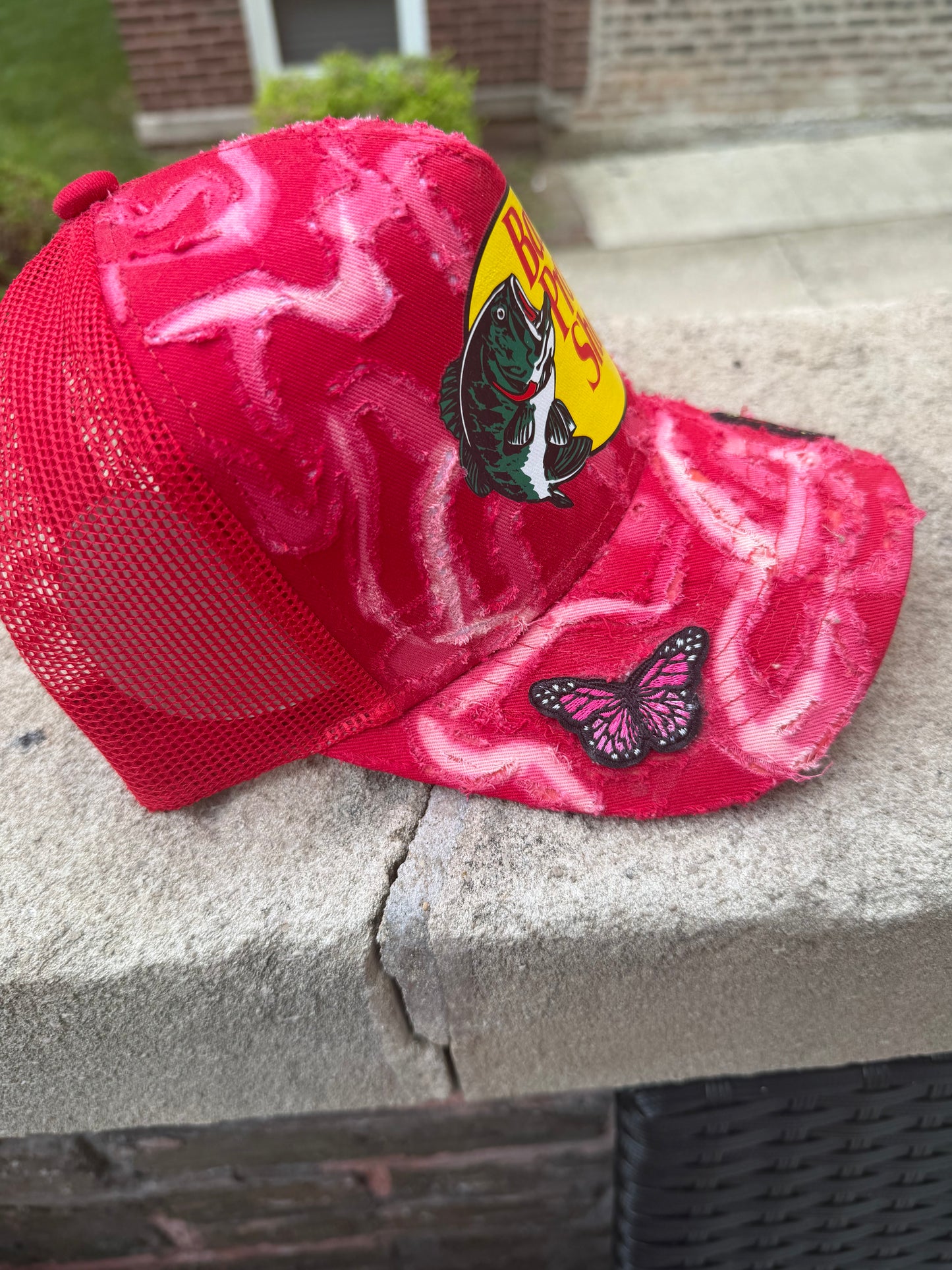 Raw Red & Pink Butterfly Trucker