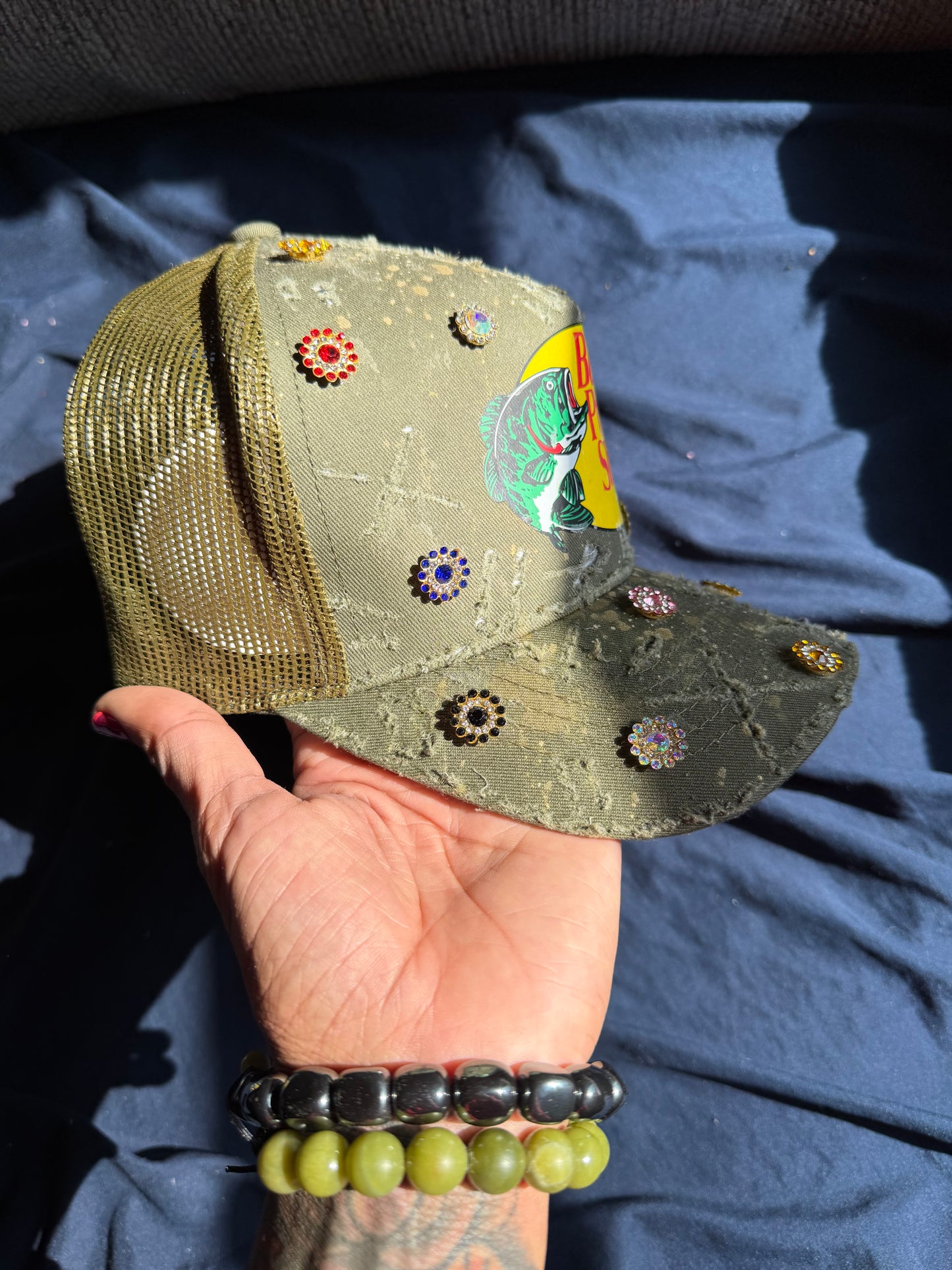 Hunter Green Trucker w Gems
