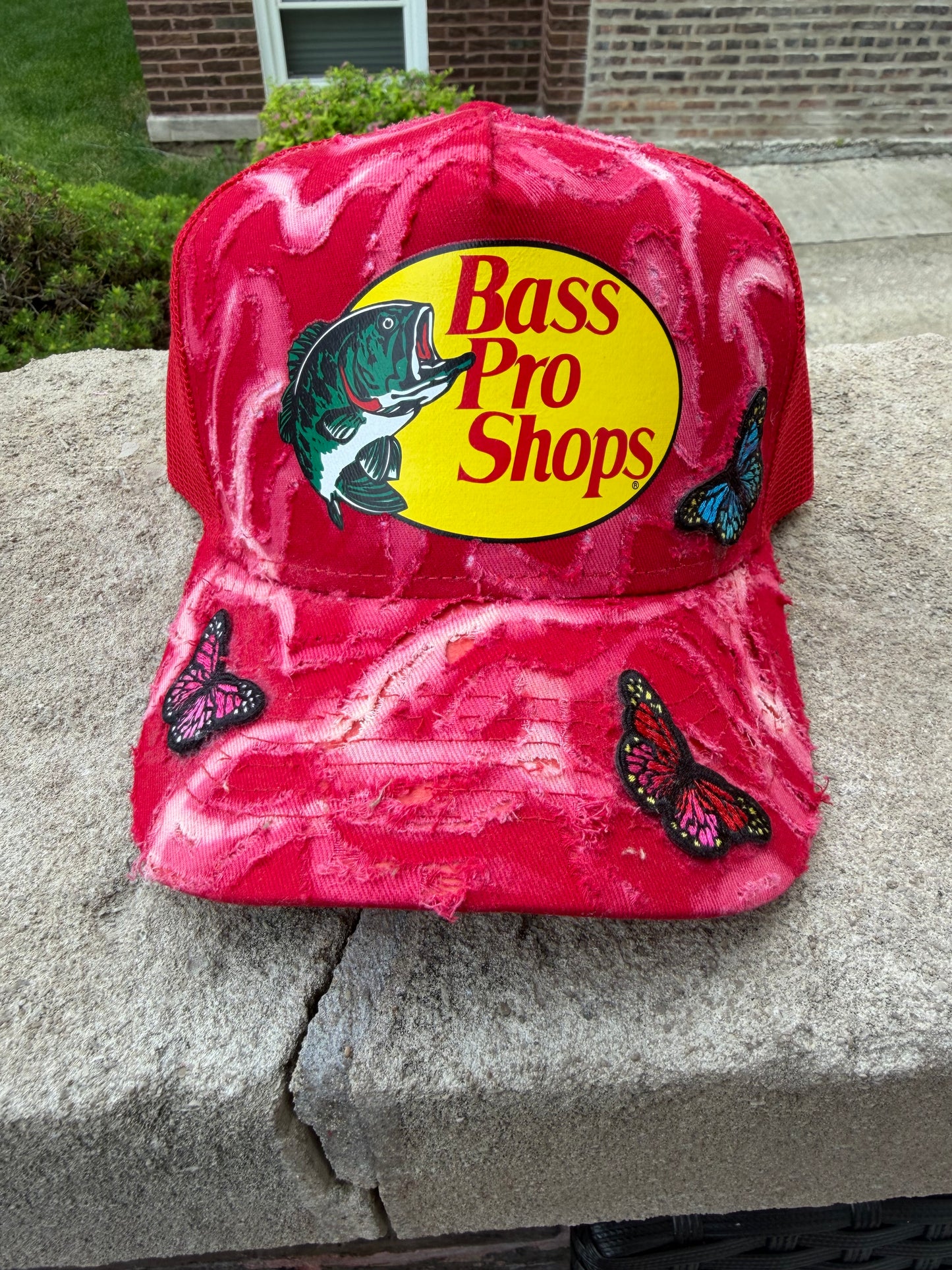 Raw Red & Pink Butterfly Trucker